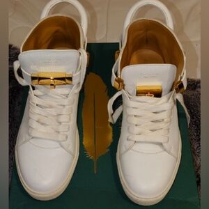 Buscemi Men 100 mm High Top Sneakers Size 43/US 10 White/gold Pre owned